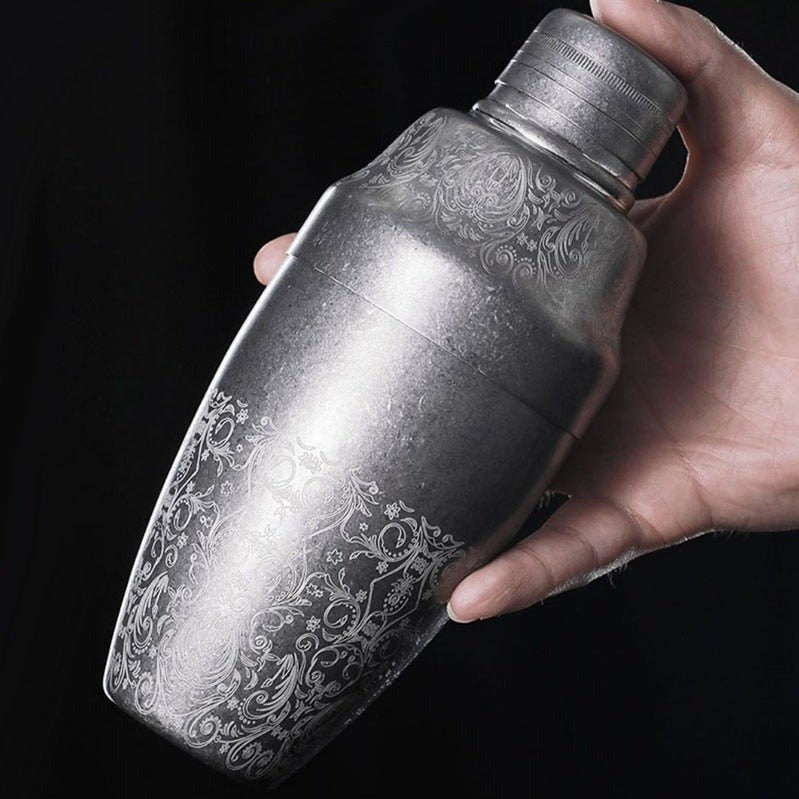 Vintage Engraved Cobbler Shaker - Golden Age Bartending Vintage Engraved Cobbler Shaker - Golden Age Bartending