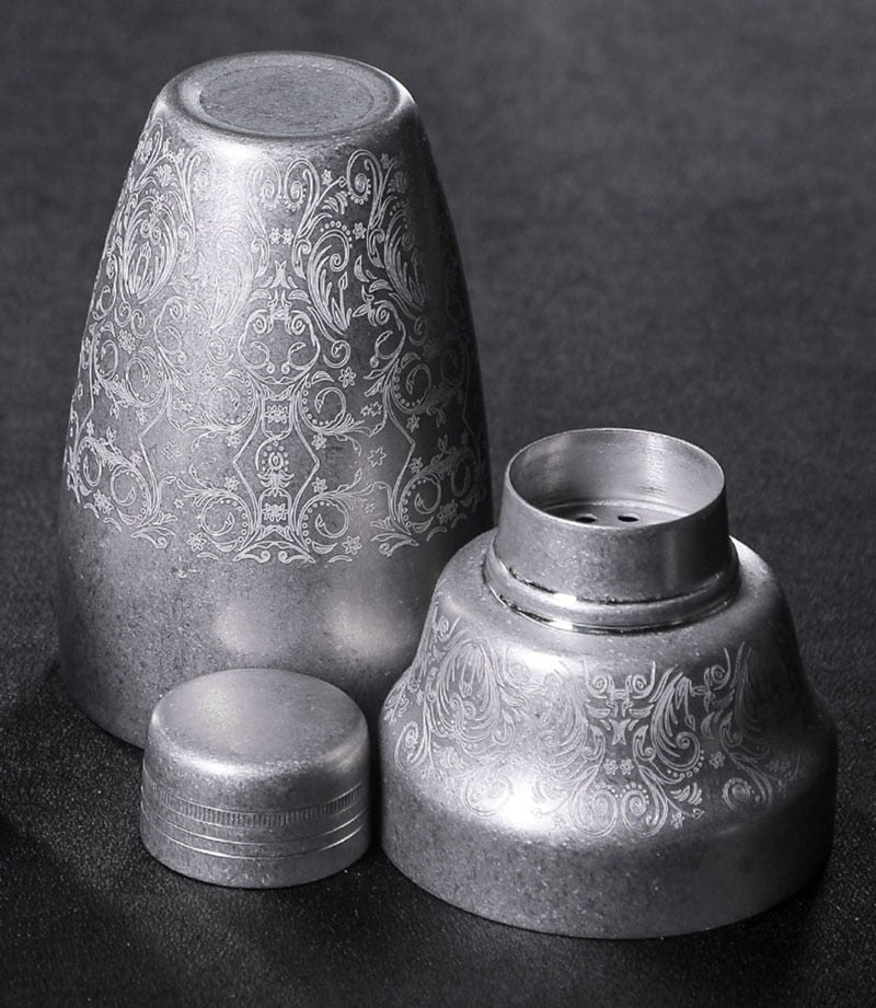 Vintage Engraved Cobbler Shaker - Golden Age Bartending Vintage Engraved Cobbler Shaker - Golden Age Bartending