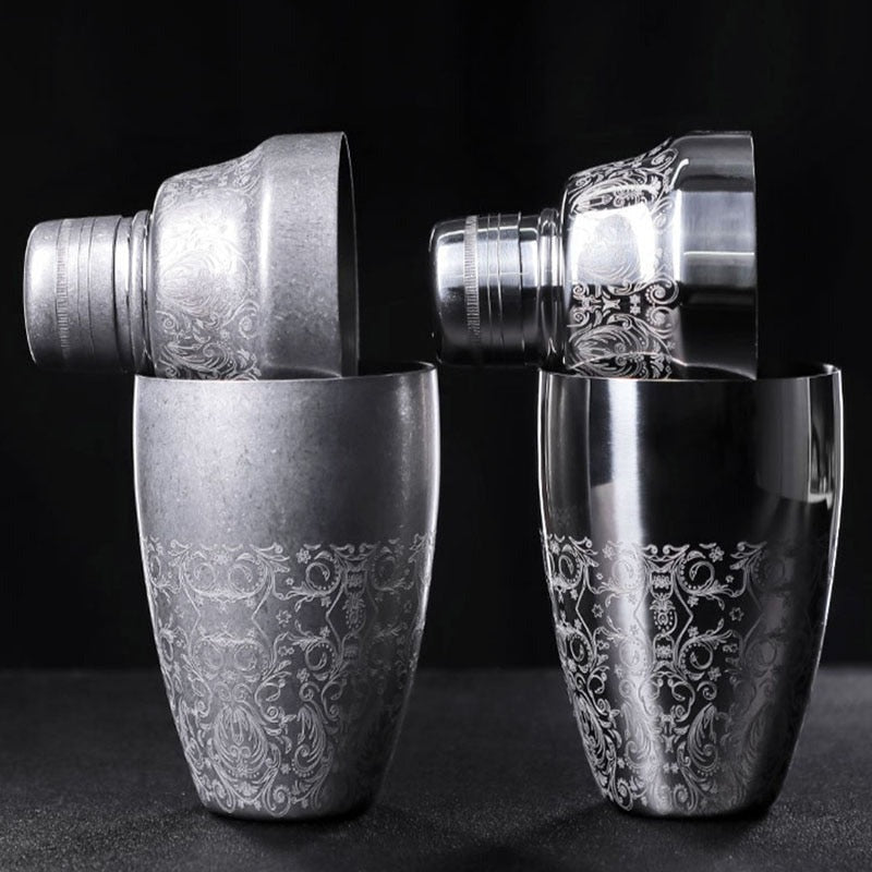 Vintage Engraved Cobbler Shaker - Golden Age Bartending Vintage Engraved Cobbler Shaker - Golden Age Bartending