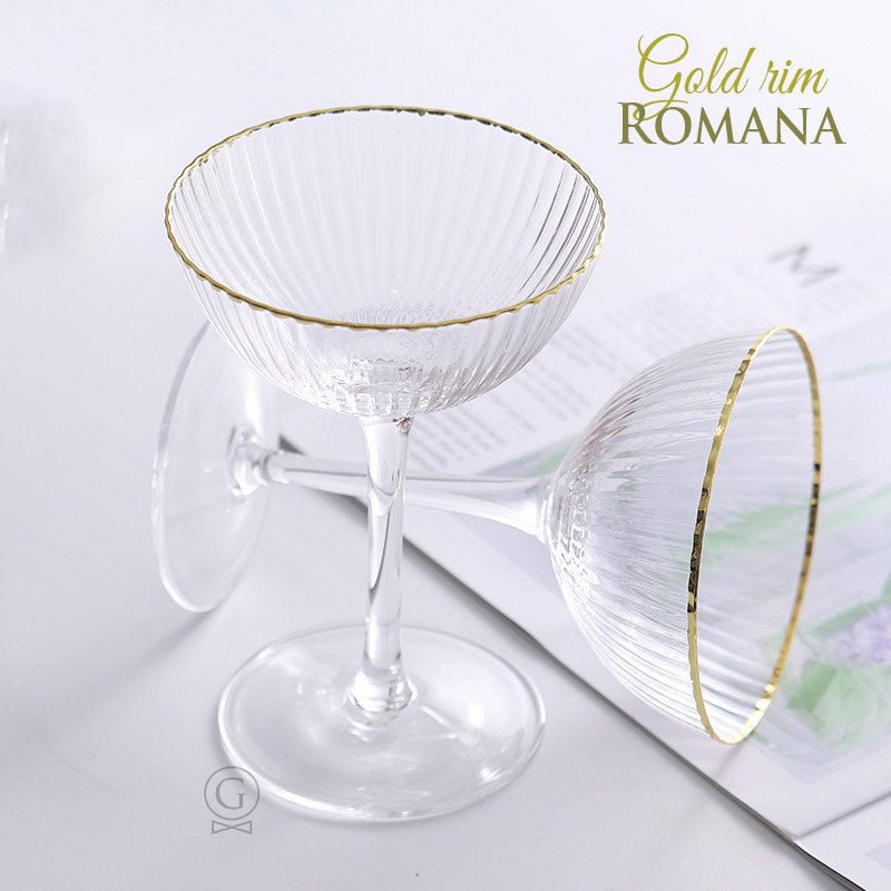 Gold Rim ROMANA Coupes - Golden Age Bartending
