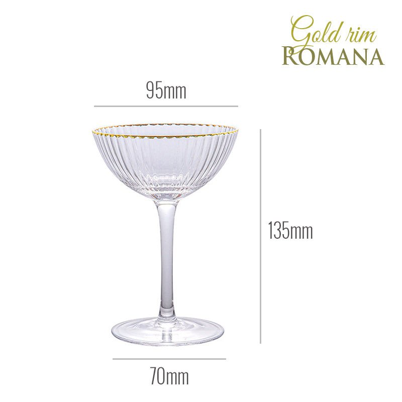 Gold Rim ROMANA Coupes - Golden Age Bartending