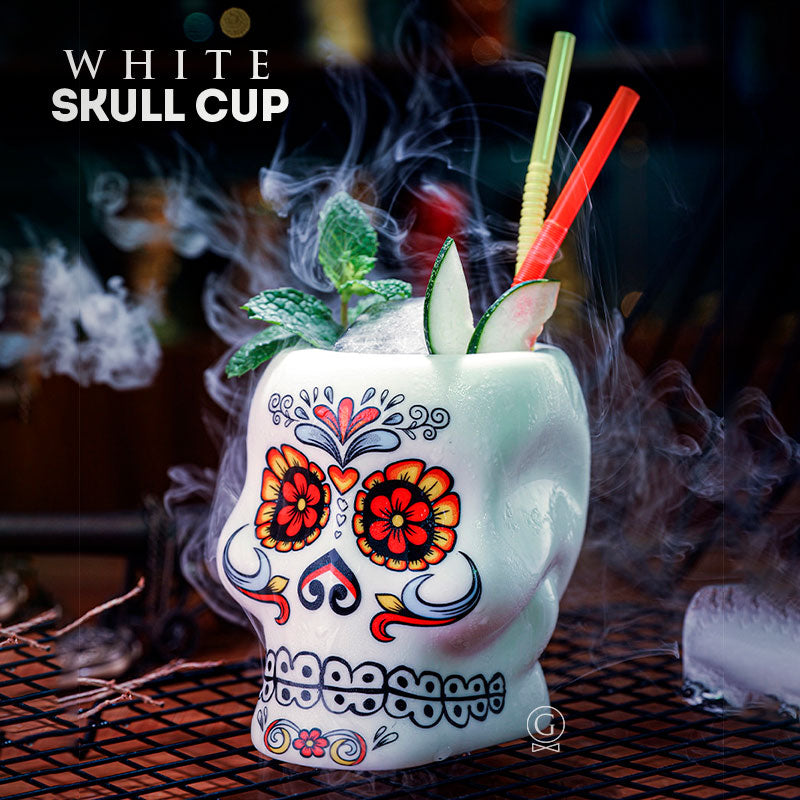 2 x White Skull Cup set