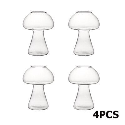 4 Pack Boxed Set Mushrooms Colors and Black Tall Collins Glasses